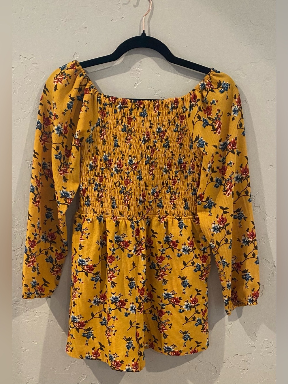 Mia Chica Yellow Floral Smocked Peplum Short Romper Sz XL